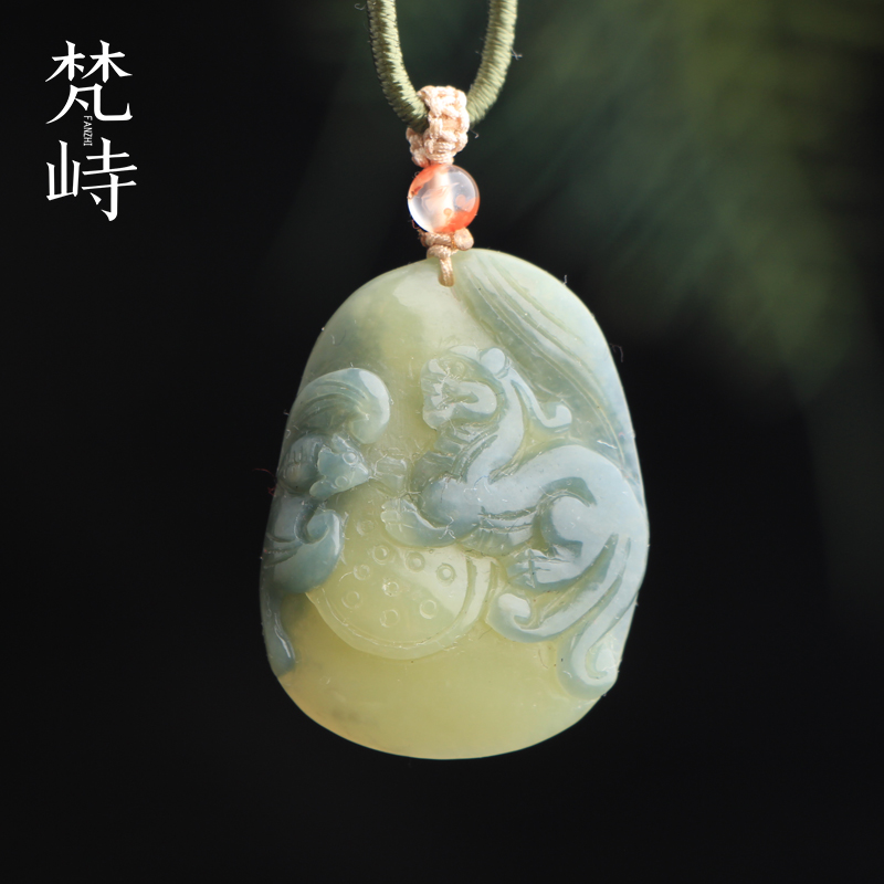 梵峙和田貔貅玉黄玉蓝皮生肖龙挂件吊坠黄口料送证书