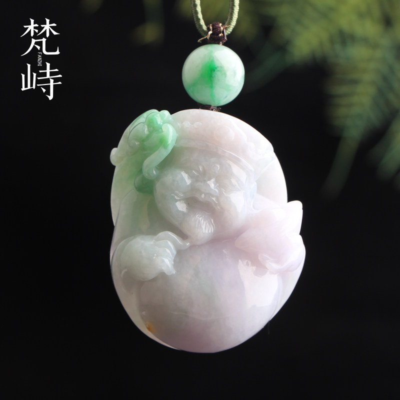 梵峙翡翠财神爷挂件缅甸A货送证