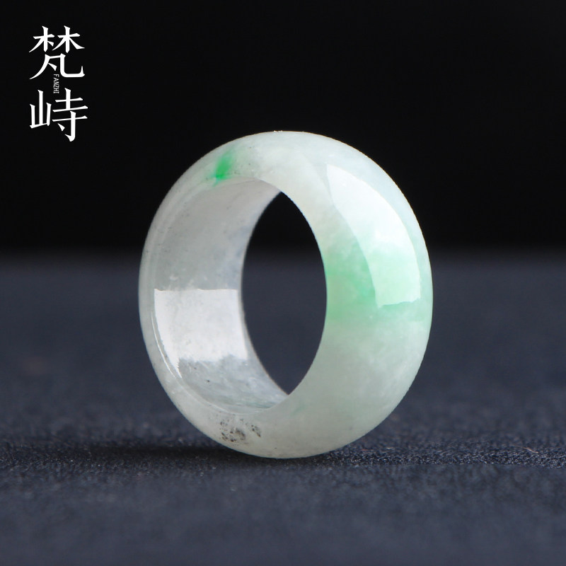 梵峙19.7翡翠扳指戒指乌鸡白底青冰糯种缅甸A货送证书 - 实物图