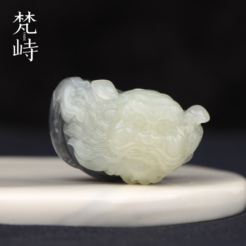 梵峙和田玉青花玉钟馗挂件吊坠玉石玉佩玉坠送证书