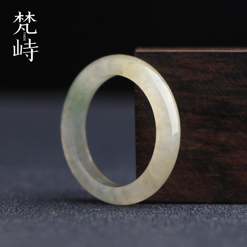 梵峙18.7翡翠戒指冰糯种戒圈指环大圈口缅甸A货送证