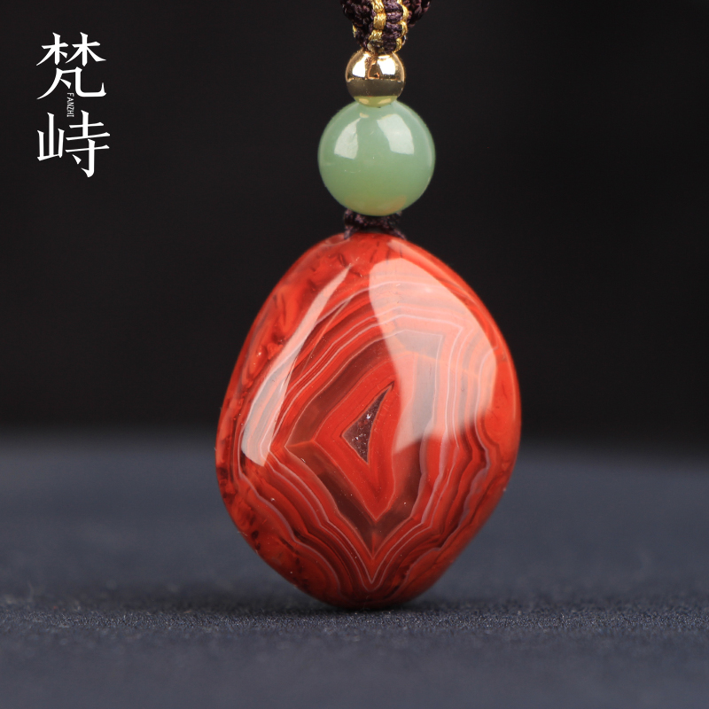 梵峙南红玛瑙柿子红火焰纹吊坠
