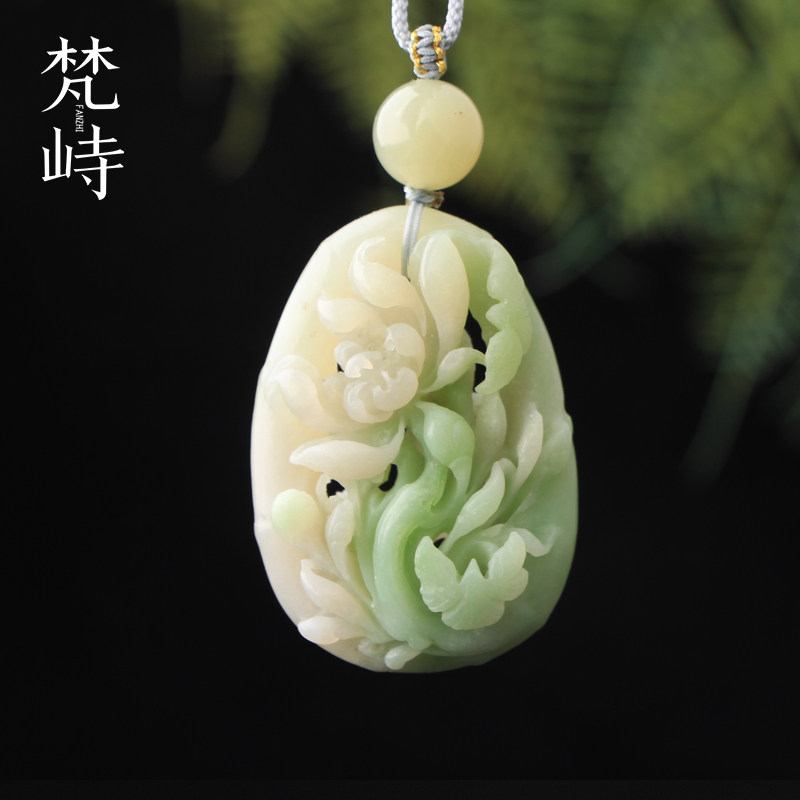 梵峙和田玉翠青玉挂件吊坠