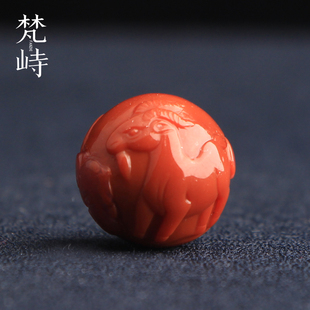 梵峙15.6南红玛瑙生肖羊单珠多宝珠单珠川料原矿送证书