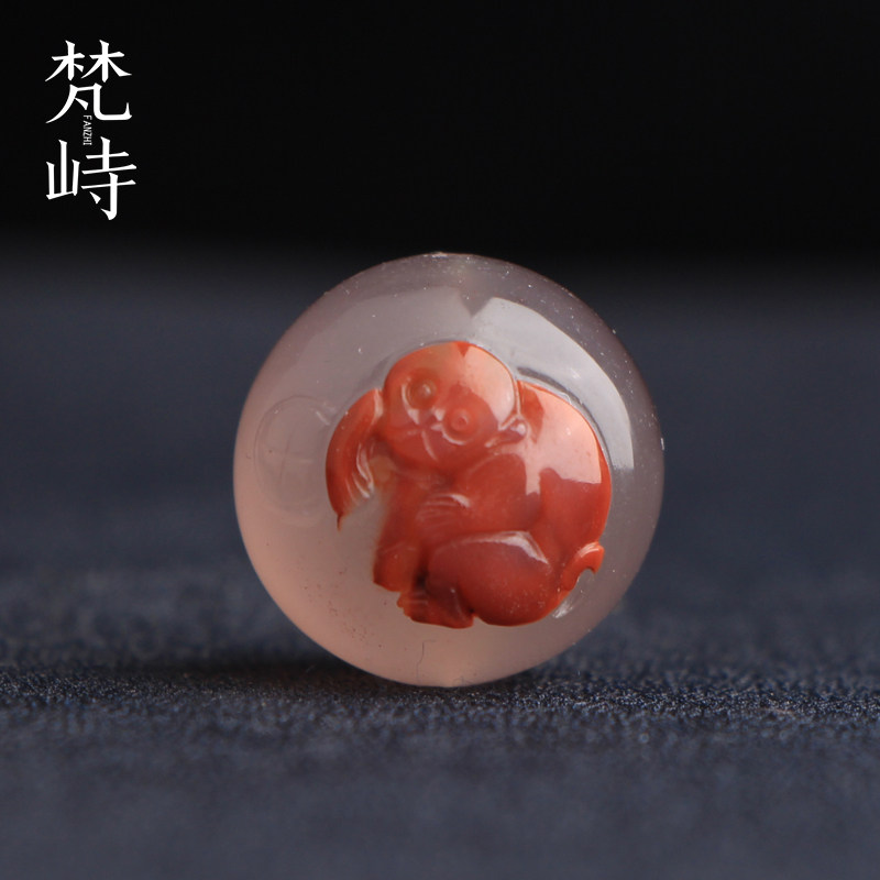 梵峙16.9南红玛瑙生肖猴圆珠小猴