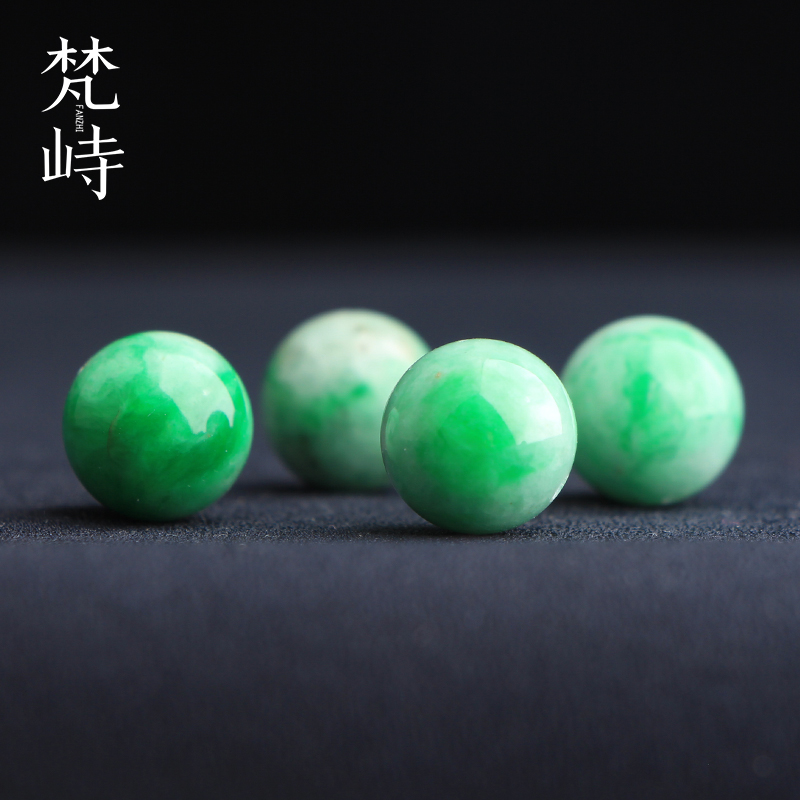 梵峙翡翠圆珠散珠多宝珠辣绿
