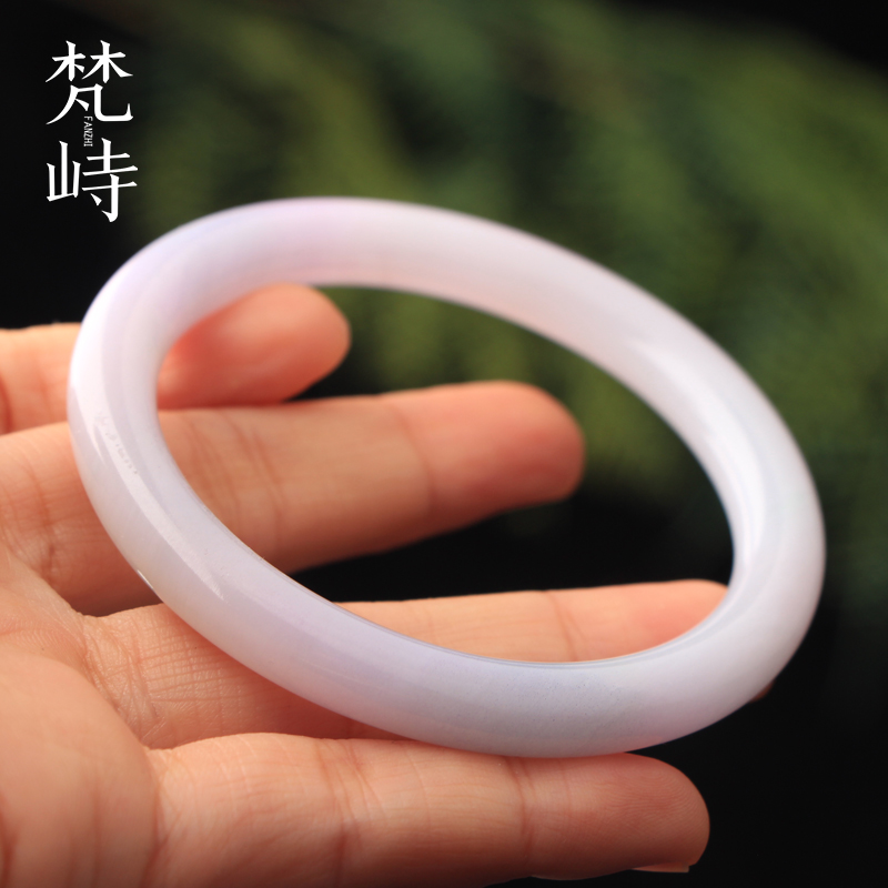 翡翠手镯紫罗兰细圆条美人镯