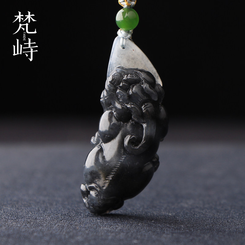 梵峙和田玉貔貅青花玉黑白分明墨玉点墨新疆籽料小精品送证书