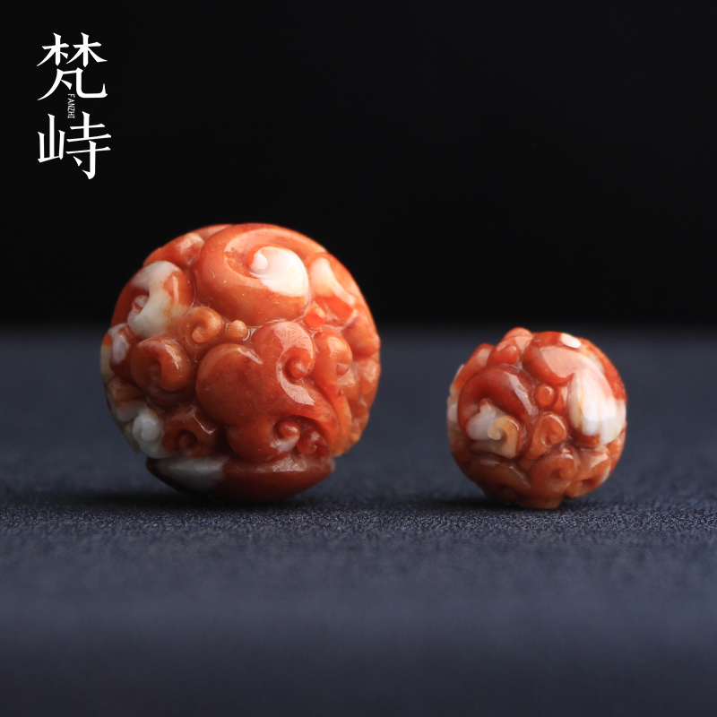 梵峙翡翠红翡如意雕花珠多宝珠
