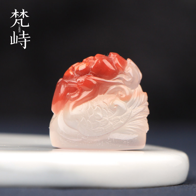 梵峙南红玛瑙凤凰牡丹冰飘红图片