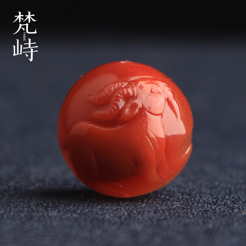 梵峙15.5南红玛瑙生肖羊吉祥如意单珠多宝珠散珠配饰川料原矿送证
