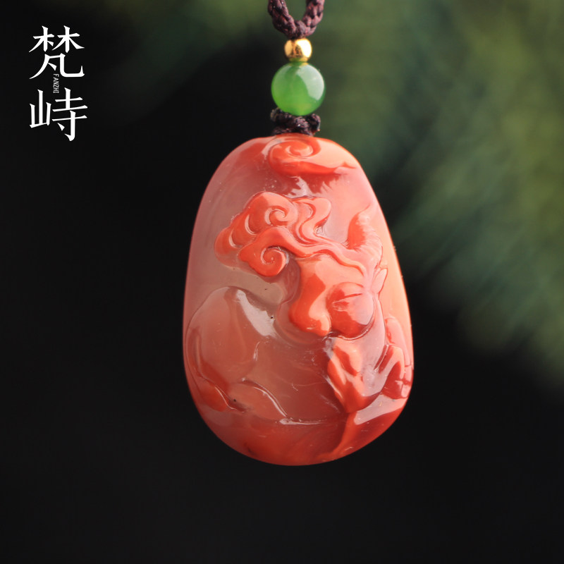 梵峙南红玛瑙生肖牛挂件吊坠