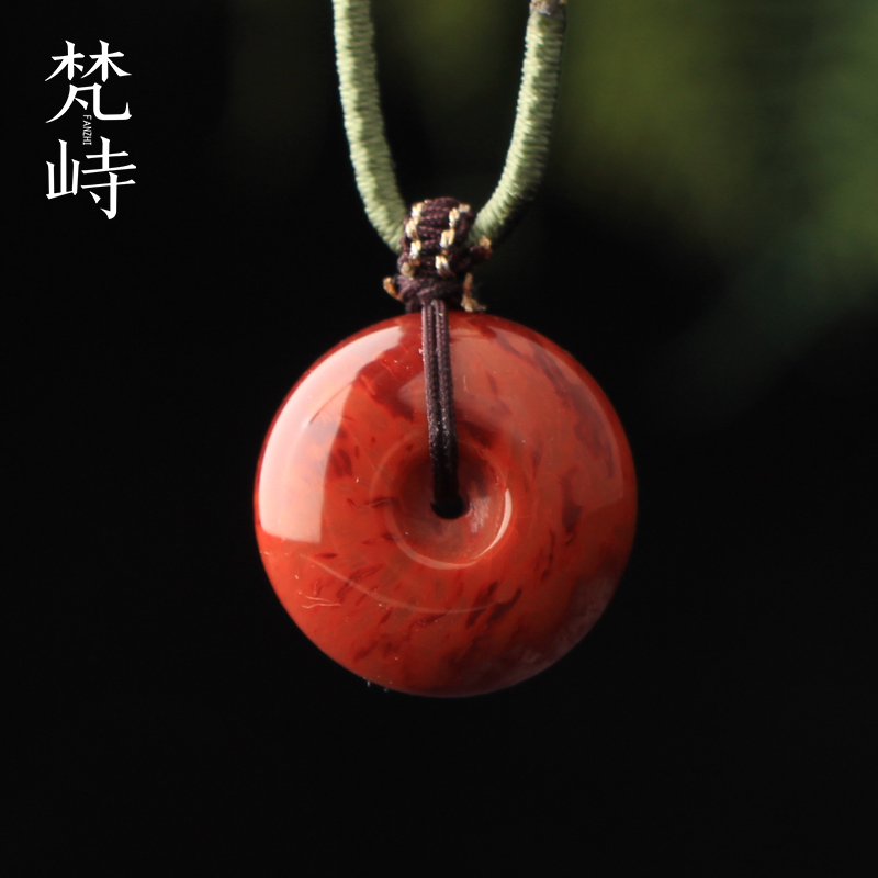 南红玛瑙平安扣挂件吊坠火焰