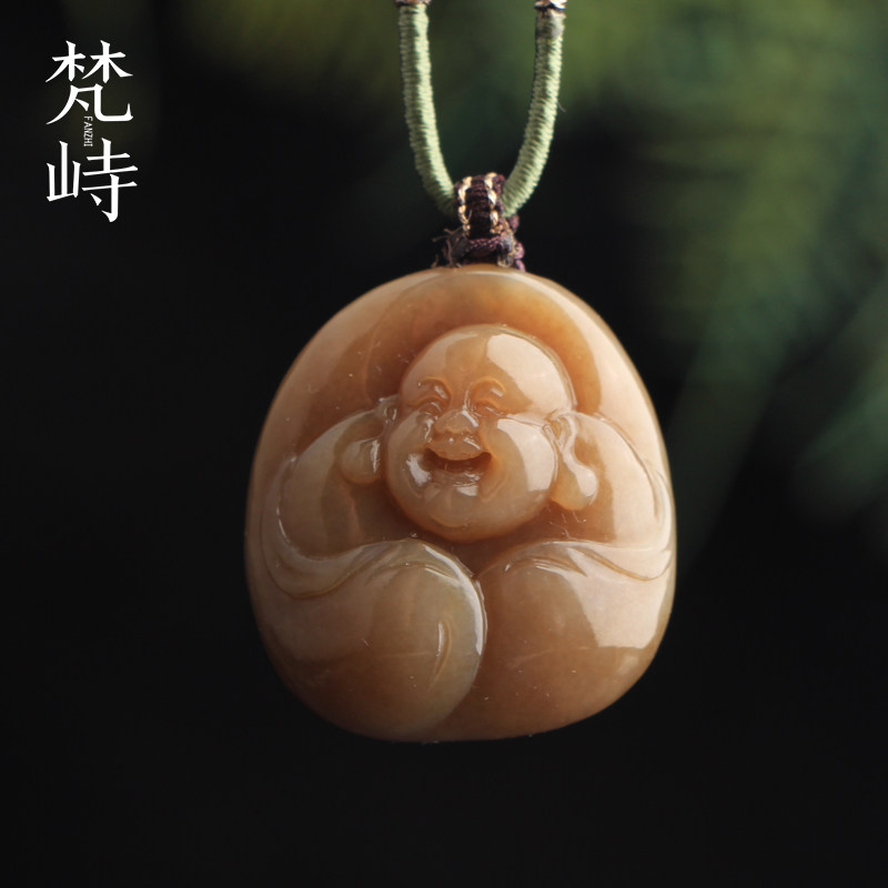 梵峙和田玉红糖玉佛公笑佛挂件