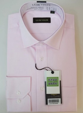 LUIS VIGIN秋冬新款粉色休闲条纹男士长袖衬衫包邮C150