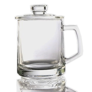 喜碧耐热玻璃杯格隆带把杯子可微波有把热饮杯带盖马克杯泡茶杯