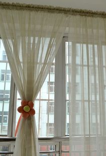 欧式简约竹节纱印花成品纱帘窗帘窗纱飘窗阳台纱帘