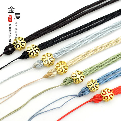 金色四叶草挂绳可调节螺纹项链绳吊坠绳子挂绳挂件绳耐磨柔软素绳