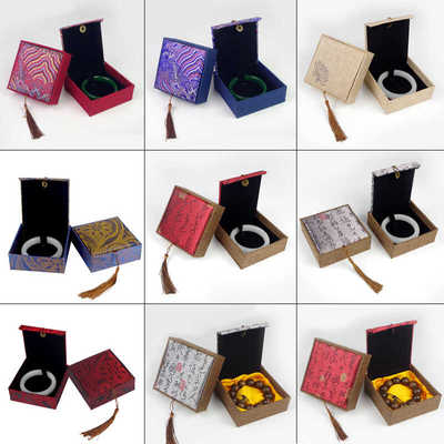 流苏中国风复古翻盖硬长条礼品盒