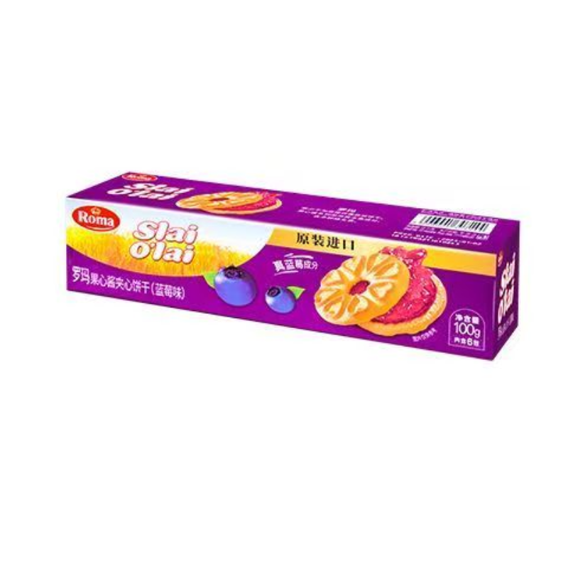 【清仓直播】皇冠罗玛果心酱夹心饼干 100g*4 蓝莓味