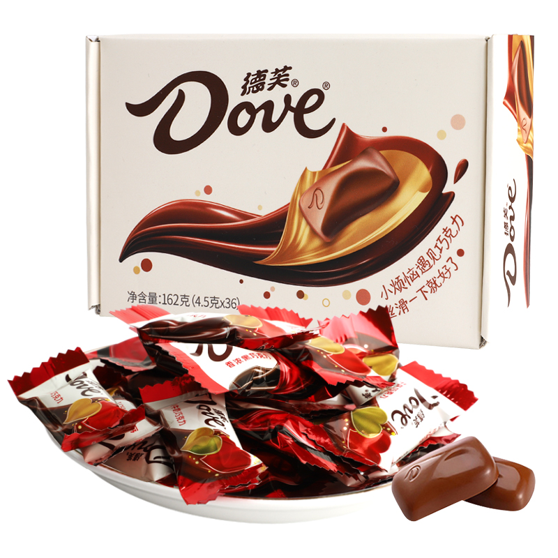 德芙丝滑牛奶巧克力4.5g*36粒白色心动礼盒送男女朋友伴手礼KJ