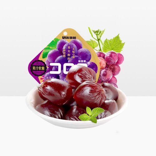 【品牌折扣】悠哈酷露露果汁软糖 52g*5 葡萄味