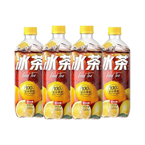 农夫山泉冰茶柠檬红茶600ml*4瓶夏季碳酸茶饮料临期清仓rx