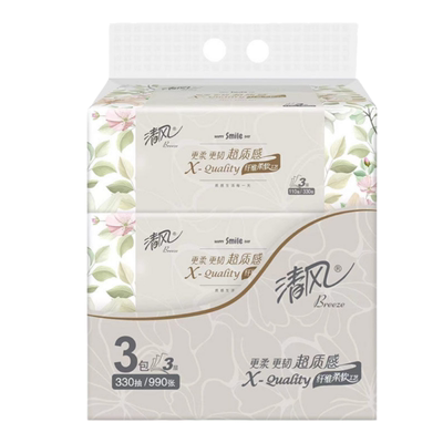 清风抽纸 超质感实惠装抽取式面巾纸 3包x1提【dt】