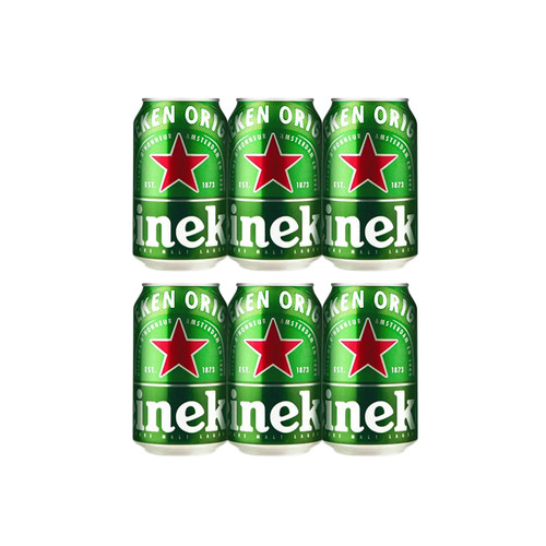 HeineKen/喜力经典啤酒330ml*6听经典绿罐包装聚会饮品rxu