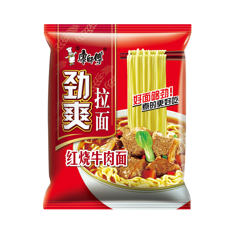 康师傅劲爽方便面袋装红烧牛肉香辣牛肉面98g鲜虾鱼板面 粮油调味/速食/干货/烘焙 冲泡方便面/拉面/面皮 原图主图