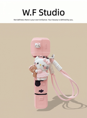 适用大疆pocket3保护壳立体可爱kitty猫公仔大疆运动相机防摔软壳