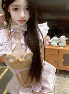 性空山*纯欲女仆可爱格子厨娘制服套装甜美睡裙大码家居服qqny女