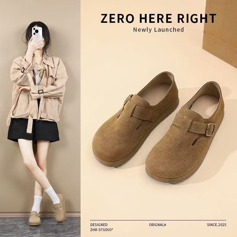 外穿勃肯鞋2025一脚蹬单鞋带跟