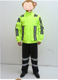 工装 安全反光 执勤户外反光防水雨衣夹克外套交通男骑行服荧光套装