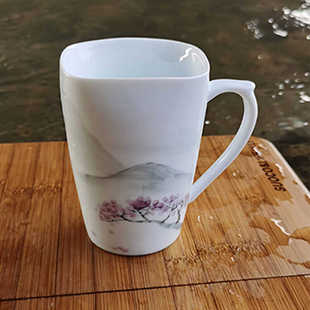 景德镇陶瓷茶杯家用大容量水杯子办公室个人专用泡茶马克杯带盖勺