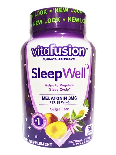 VitaFusion Sleep Welt Melatonin Бутылка VF Sleep Fundon Sleep and Sleepling and Sterlulation Melanin 60 капсул