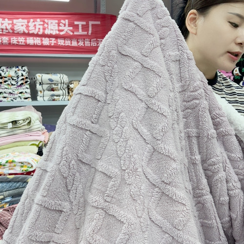 150.200塔夫绒羊羔羔双层毯微瑕紫色