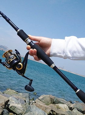 威海碳素实心竿稍MH调伸缩路亚竿2.4/2.7/3米海竿路滑钓鱼竿抛竿