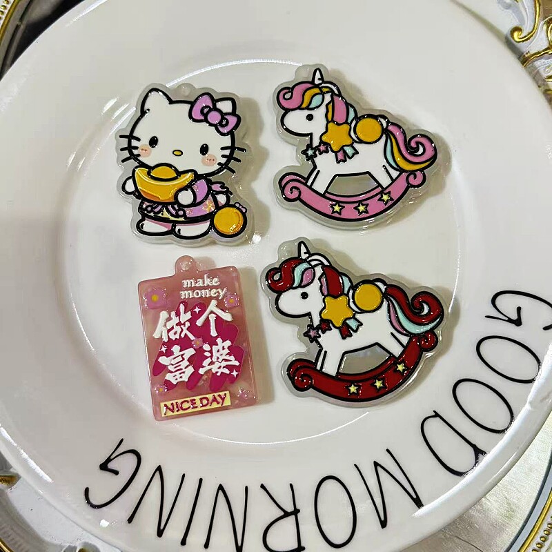 【大喜醋酸】HelloKitty卡通醋酸挂件DIY包包装饰吊孔配件