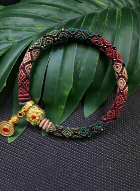 纯手工编织回纹手镯暗黑配色主绳手围定制立体回纹设计配色经典