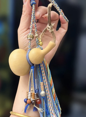 diy葫芦挂件手工编织红绳葫芦挂件可穿黄金转运珠男女情侣手链