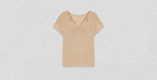 亚麻夹花纱线夏季新款V领针织短袖上衣女HBA429