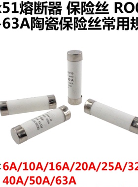 5只 R016熔断器陶瓷保险丝管14x51 RT14 RT28-63 32A 40A 50A 63A