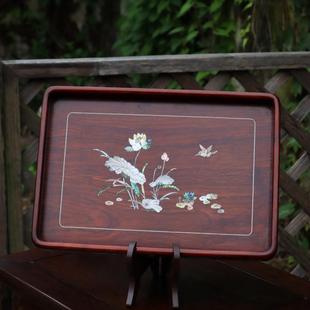 浮光木间 螺钿镶嵌茶盘系列手工制作缅甸花梨木家用茶托高档送礼