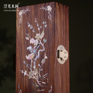 浮光木间 喜上眉梢螺钿镶嵌首饰盒海南黄花梨高档红木收纳盒藏品