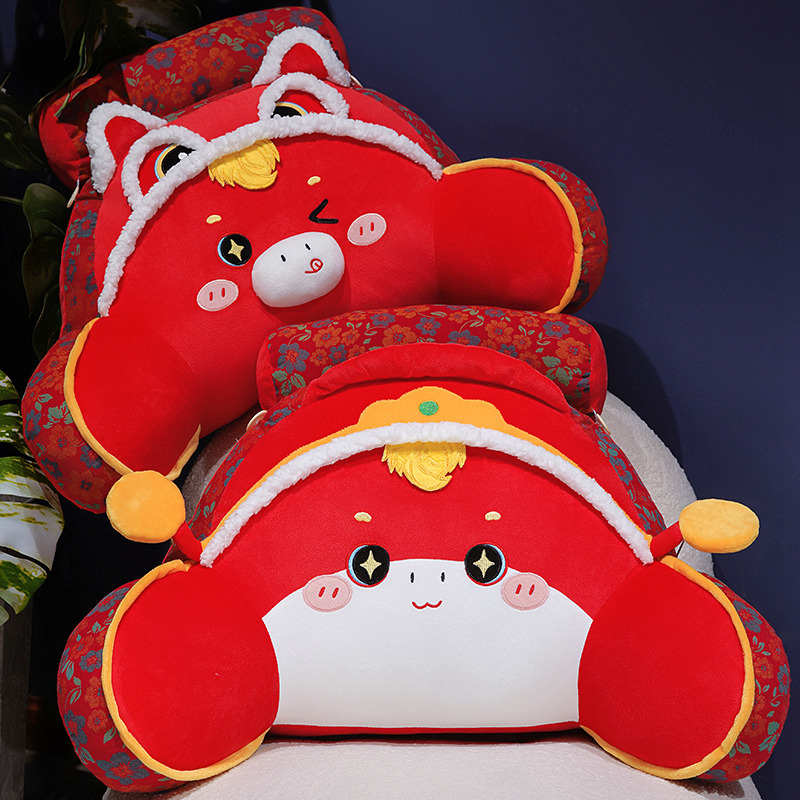马年醒狮床头靠垫软包护腰大靠背