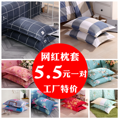 一对装枕套水洗棉单人双人枕芯套