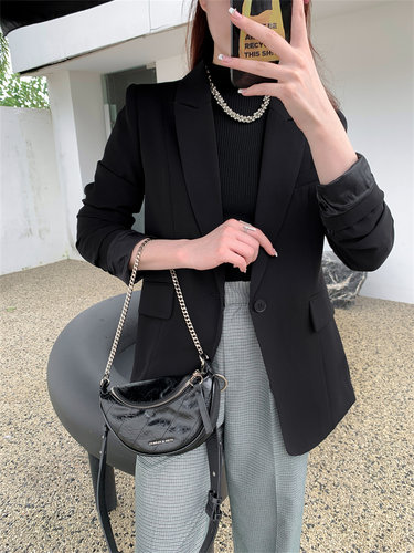 秋季高级感一粒扣通勤长袖西装女