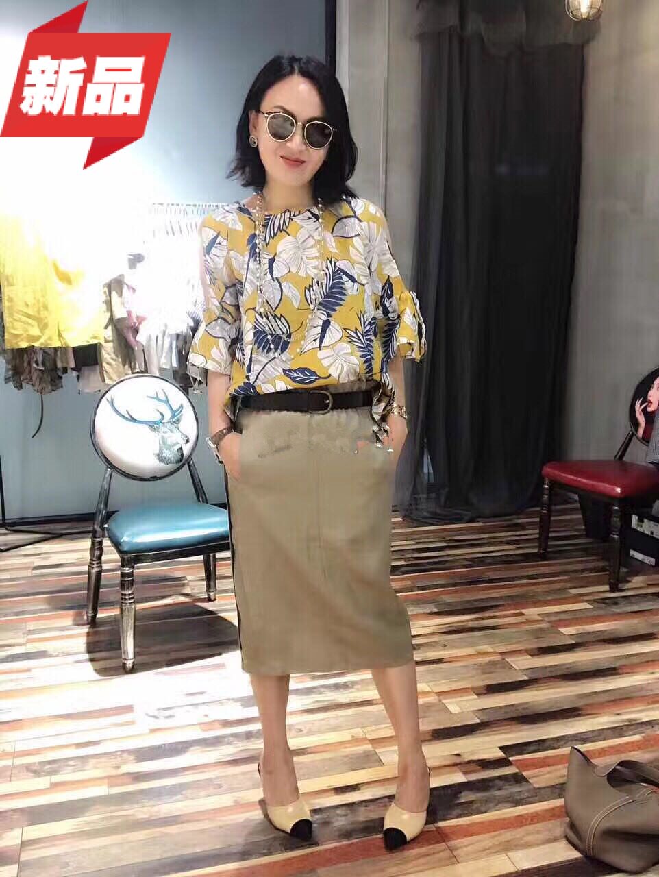 茗苒苎麻松紧腰半身裙女夏一步裙包裙百搭休闲淑女百搭中长款裙子
