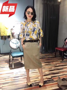 茗苒苎麻松紧腰半身裙女夏一步裙包裙百搭休闲淑女百搭中长款裙子